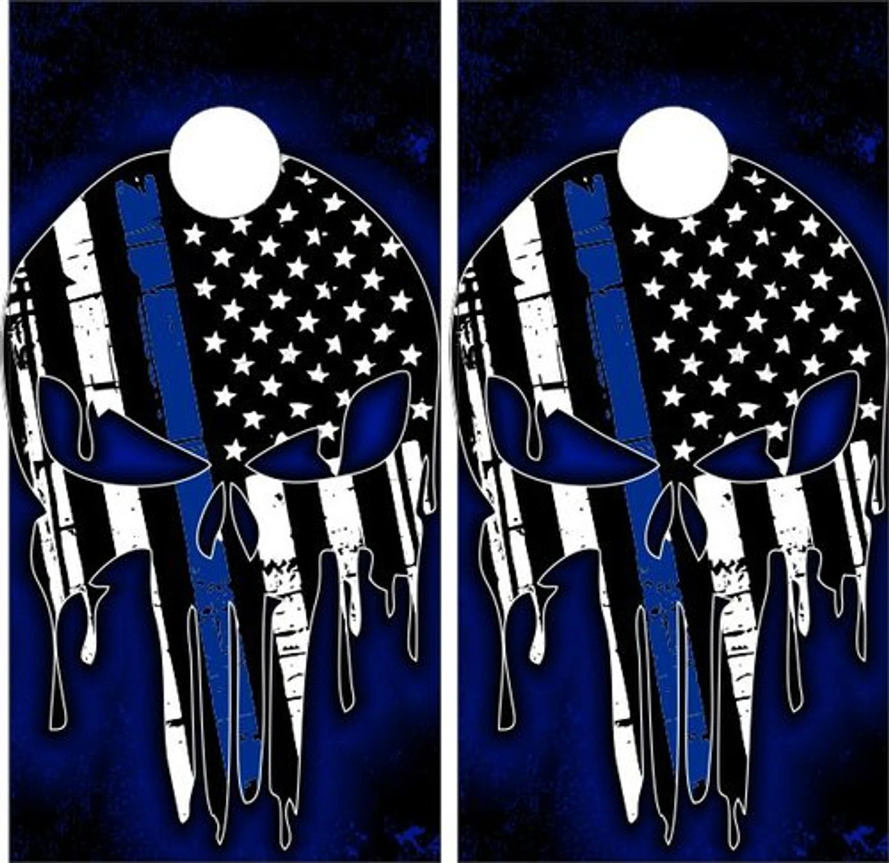 Thin Blue Line Punisher Version 2 Cornhole Wraps - Set Of 2