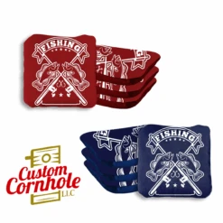 Red Blue Fish Logo Professional Cornhole Bags - Set Of 8