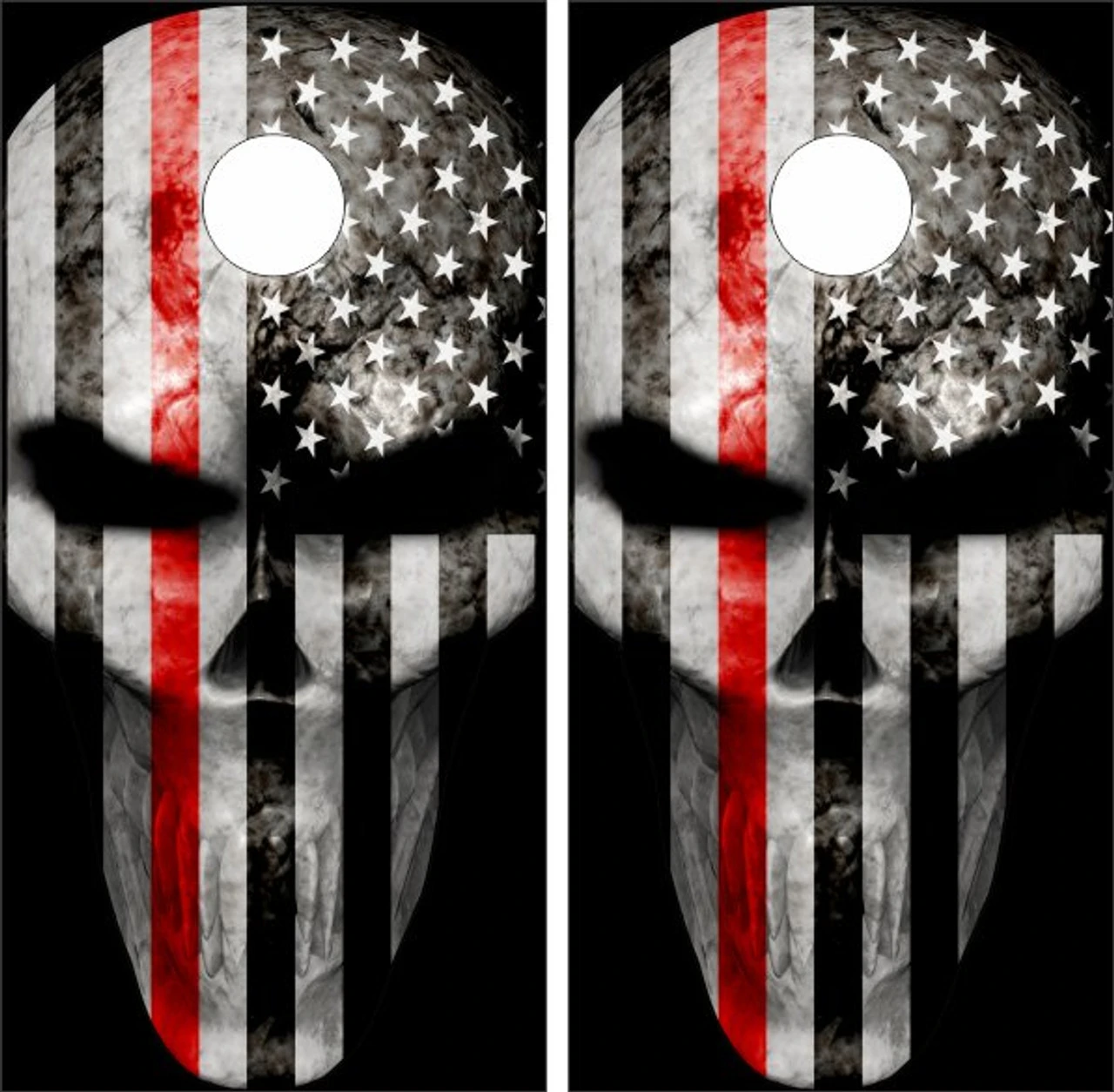 Thin Red Line Punisher Cornhole Wraps - Set Of 2