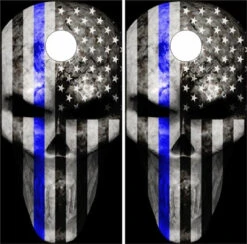 Thin Blue Line Punisher Cornhole Wraps - Set Of 2
