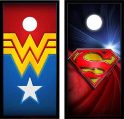 Superman And Wonder Woman Cornhole Wraps - Set Of 2
