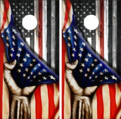 Thin Red Line Hand Pull Cornhole Wraps - Set Of 2