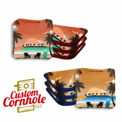 Tropical Red Orange Professional Cornhole Bags - Set Of 8