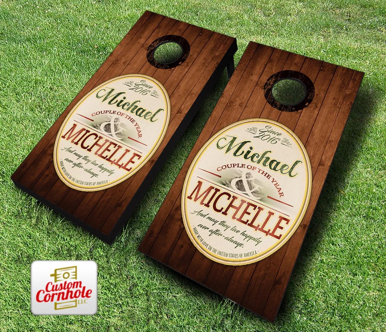 Wedding Emblem Rustic Cornhole Set With Bags - Image 3
