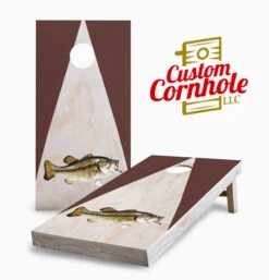 Stained Wood Bass Cornhole Set With Bags