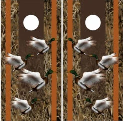 Duck With Grassy Camo Cornhole Wraps - Set Of 2