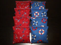 Nautical Red & Blue Cornhole Bags - Set Of 8