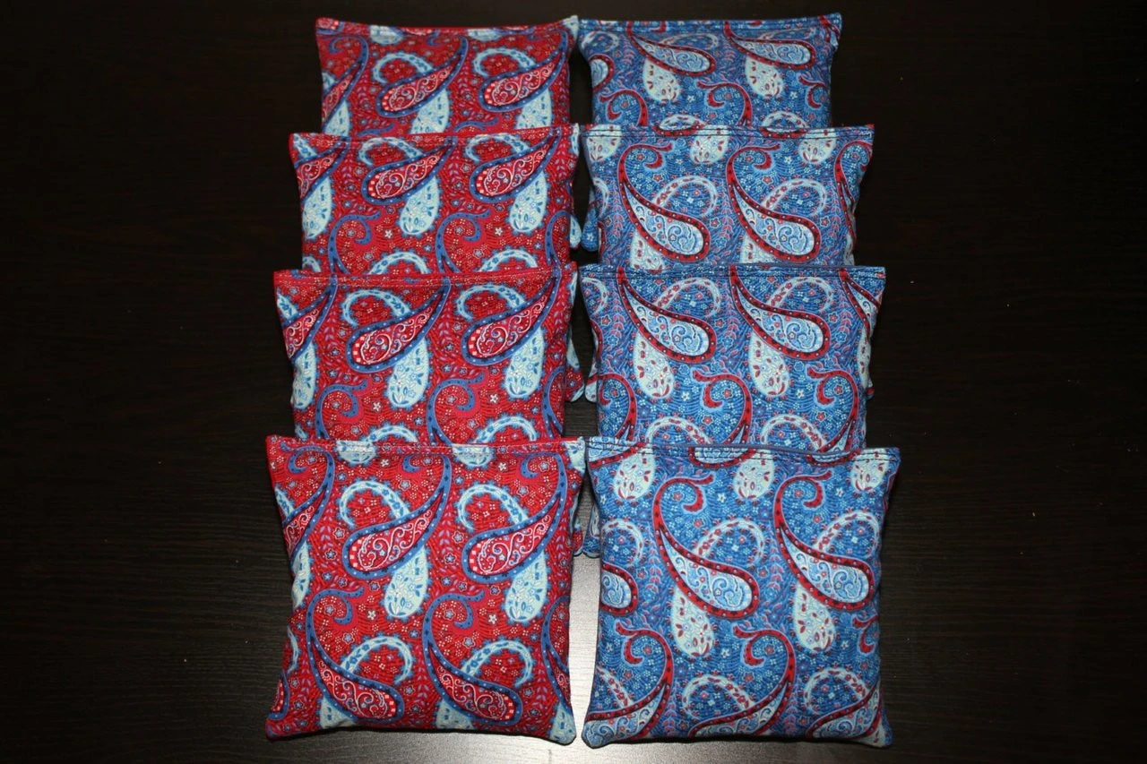 Red & Blue Paisley Cornhole Bags - Set Of 8