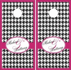 Wedding Houndstooth Cornhole Wraps - Set Of 2