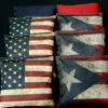 Rustic American Puerto Rico Flag Cornhole Bags - Set Of 8