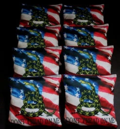 Don't Tread On Me American Flag Version 2 Cornhole Bags - Set Of 8