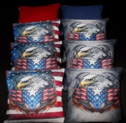 American Flag Bald Eagle Version 4 Cornhole Bags - Set Of 8