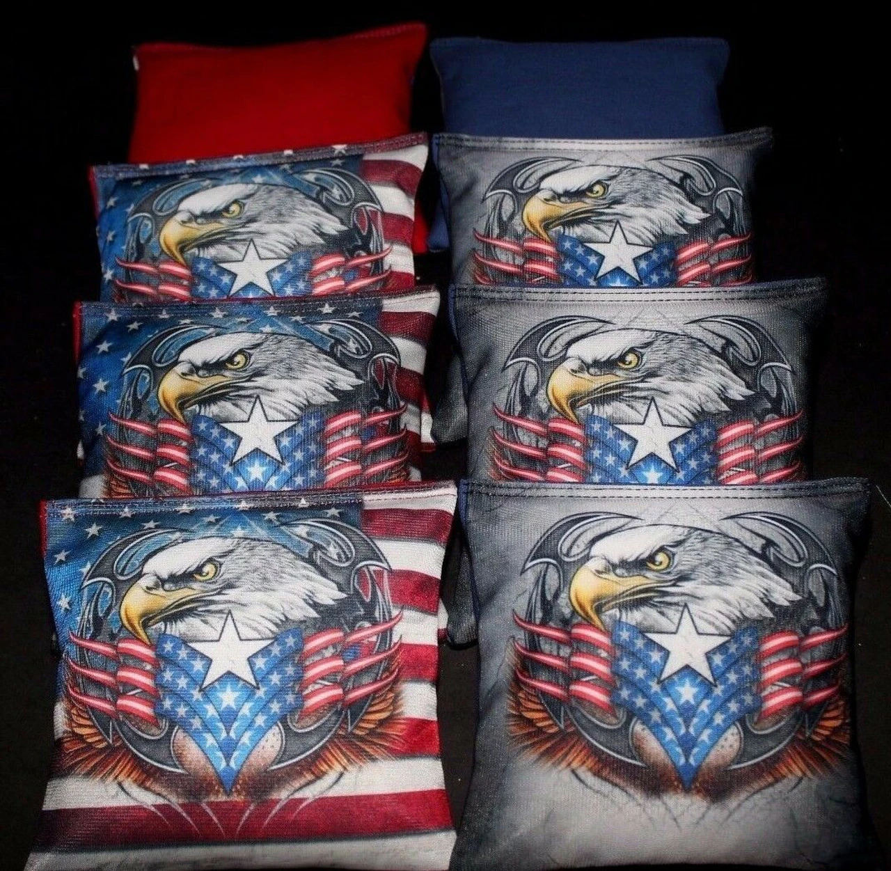 American Flag Bald Eagle Version 4 Cornhole Bags - Set Of 8